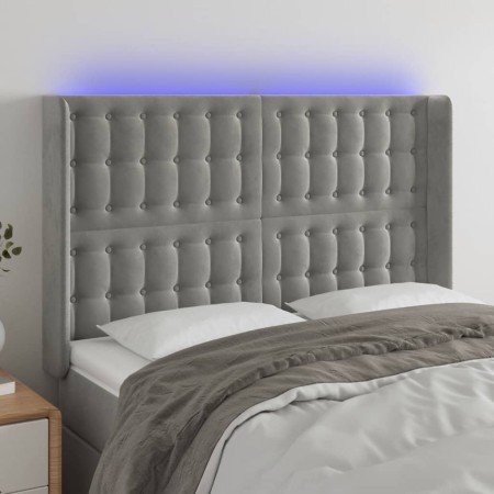 Cabecero con LED de terciopelo gris claro 147x16x118/128 cm de vidaXL, Cabeceros y pies de cama - Ref: Foro24-3124530, Precio...