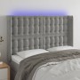 Cabecero con LED de terciopelo gris claro 147x16x118/128 cm de vidaXL, Cabeceros y pies de cama - Ref: Foro24-3124530, Precio...