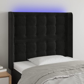 Cabecero con LED de terciopelo negro 93x16x118/128 cm de vidaXL, Cabeceros y pies de cama - Ref: Foro24-3124520, Precio: 80,8...