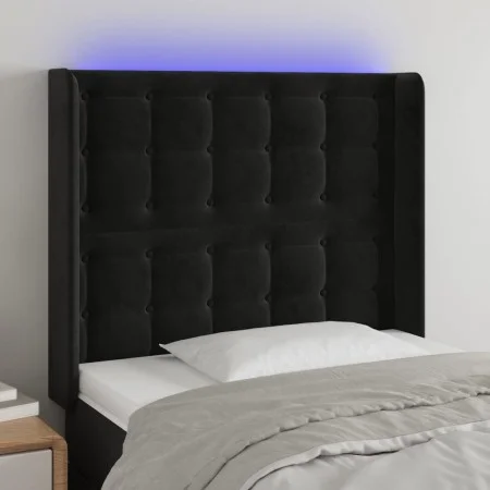 Black velvet headboard with LED 93x16x118/128 cm by vidaXL, Headboards and footboards - Ref: Foro24-3124520, Price: 97,19 €, ...