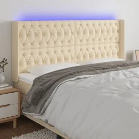 Kopfteil aus cremefarbenem Stoff mit LED 203x16x118/128 cm von vidaXL, Kopf- und Fußteile - Ref: Foro24-3124411, Preis: 167,4...