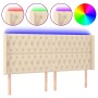 Cabecero con LED de tela color crema 203x16x118/128 cm de vidaXL, Cabeceros y pies de cama - Ref: Foro24-3124411, Precio: 171...