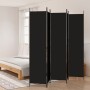 Biombo divisor de 5 paneles de tela negro 250x220 cm de vidaXL, Divisores de ambientes - Ref: Foro24-350205, Precio: 46,26 €,...