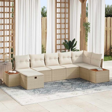 Conjunto de sofá de jardín 7 pcs Beige ratán sintético en Sofás de exterior | Comprar online en Foru.es