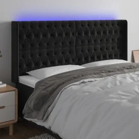 Cabecero con LED de terciopelo negro 183x16x118/128 cm de vidaXL, Cabeceros y pies de cama - Ref: Foro24-3124446, Precio: 177...