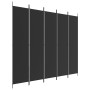 Biombo divisor de 5 paneles de tela negro 250x220 cm de vidaXL, Divisores de ambientes - Ref: Foro24-350205, Precio: 46,26 €,...