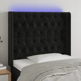 Kopfteil aus schwarzem Samt mit LED 103x16x118/128 cm von vidaXL, Kopf- und Fußteile - Ref: Foro24-3124428, Preis: 100,01 €, ...