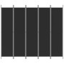 Biombo divisor de 5 paneles de tela negro 250x220 cm de vidaXL, Divisores de ambientes - Ref: Foro24-350205, Precio: 46,26 €,...