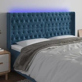 Dark blue velvet LED headboard 183x16x118/128 cm by vidaXL, Headboards and footboards - Ref: Foro24-3124448, Price: 181,56 €,...