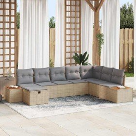 Conjunto de sofá de jardín con cojín 8 pcs Beige Poliratán en Sofás de exterior | Comprar online en Foru.es