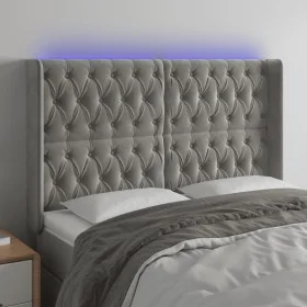 Light gray velvet headboard with LED 163x16x118/128 cm by vidaXL, Headboards and footboards - Ref: Foro24-3124438, Price: 150...