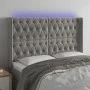 Hellgraues Samtkopfteil mit LED 163x16x118/128 cm von vidaXL, Kopf- und Fußteile - Ref: Foro24-3124438, Preis: 150,72 €, Raba...