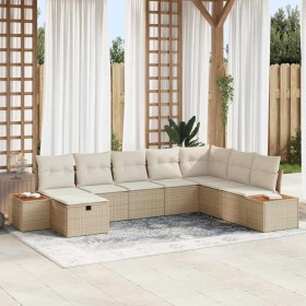 Conjunto de sofá de jardín con cojín 8 pcs Beige Poliratán en Sofás de exterior | Comprar online en Foru.es