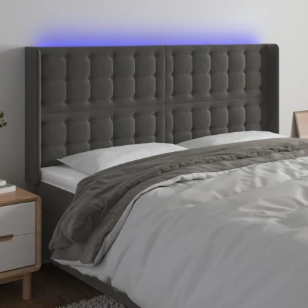 Dunkelgraues Samtkopfteil mit LED 183x16x118/128 cm von vidaXL, Kopf- und Fußteile - Ref: Foro24-3124543, Preis: 123,90 €, Ra...