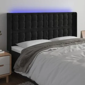 Cabecero con LED de terciopelo negro 163x16x118/128 cm de vidaXL, Cabeceros y pies de cama - Ref: Foro24-3124538, Precio: 123...