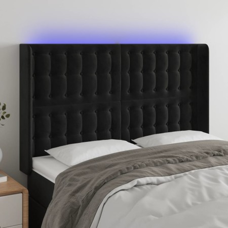 Cabecero con LED de terciopelo negro 147x16x118/128 cm de vidaXL, Cabeceros y pies de cama - Ref: Foro24-3124532, Precio: 163...