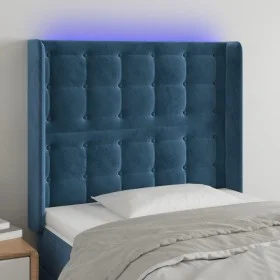 Cabecero con LED de terciopelo azul oscuro 103x16x118/128 cm de vidaXL, Cabeceros y pies de cama - Ref: Foro24-3124528, Preci...