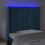 Cabecero con LED de terciopelo azul oscuro 103x16x118/128 cm de vidaXL, Cabeceros y pies de cama - Ref: Foro24-3124528, Preci...