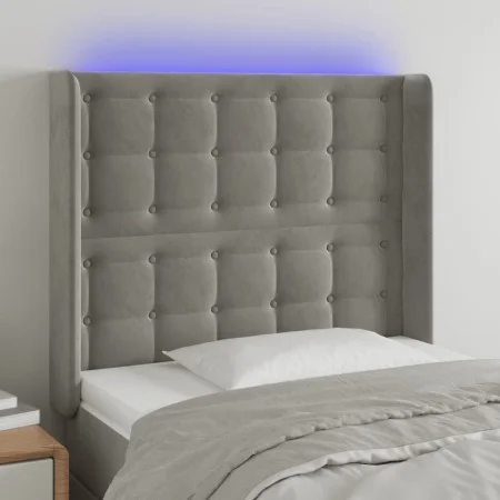 Light gray velvet headboard with LED 93x16x118/128 cm by vidaXL, Headboards and footboards - Ref: Foro24-3124518, Price: 79,9...