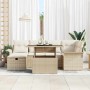 Conjunto de sofá de jardín con cojín 7 pcs Beige Poliratán en Sofás de exterior | Comprar online en Foru.es