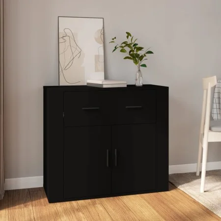 Aparador de madera contrachapada negro 80x33x70 cm de vidaXL, Aparadores - Ref: Foro24-816569, Precio: 74,86 €, Descuento: %
