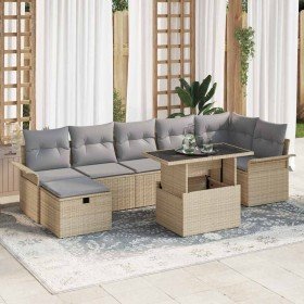 Conjunto de sofá de jardín con cojín 8 pcs Beige Poliratán en Sofás de exterior | Comprar online en Foru.es