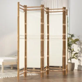 Biombo plegable de 5 paneles bambú y lona 200 cm de vidaXL, Divisores de ambientes - Ref: Foro24-350625, Precio: 123,99 €, De...