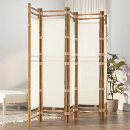 Folding screen with 5 panels bamboo and canvas 200 cm by vidaXL, Room dividers - Ref: Foro24-350625, Price: 123,99 €, Discoun...