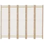 Biombo plegable de 5 paneles bambú y lona 200 cm de vidaXL, Divisores de ambientes - Ref: Foro24-350625, Precio: 123,99 €, De...