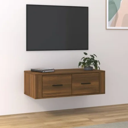 Mueble TV colgante madera contrachapada roble marrón 80x36x25cm de vidaXL, Muebles TV - Ref: Foro24-816839, Precio: 51,87 €, ...