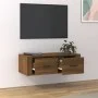 Mueble TV colgante madera contrachapada roble marrón 80x36x25cm de vidaXL, Muebles TV - Ref: Foro24-816839, Precio: 51,87 €, ...