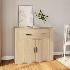 Aparador madera contrachapada color roble Sonoma 80x33x70 cm de vidaXL, Aparadores - Ref: Foro24-816571, Precio: 92,66 €, Des...