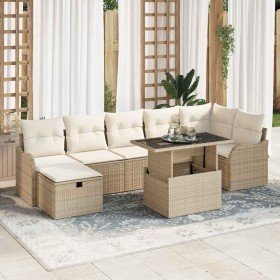 Conjunto de sofá de jardín con cojín 8 pcs Beige Poliratán en Sofás de exterior | Comprar online en Foru.es