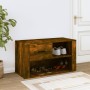Mueble zapatero madera contrachapada roble ahumado 80x35x45 cm de vidaXL, Zapateros y organizadores de calzado - Ref: Foro24-...