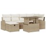 Conjunto de sofá de jardín con cojín 7 pcs Beige Poliratán en Sofás de exterior | Comprar online en Foru.es