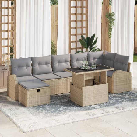 Conjunto de sofá de jardín con cojín 8 pcs Beige Poliratán en Sofás de exterior | Comprar online en Foru.es
