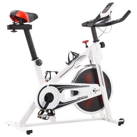 Bicicleta estática con sensores de pulso blanca y roja de vidaXL, Bicicletas estáticas - Ref: Foro24-92136, Precio: 274,94 €,...
