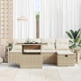 Conjunto de sofá de jardín con cojín 6 pcs Beige Poliratán en Sofás de exterior | Comprar online en Foru.es