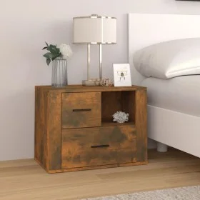 Mesita de noche madera contrachapada roble ahumado 60x36x45 cm de vidaXL, Mesitas de noche - Ref: Foro24-816741, Precio: 43,9...