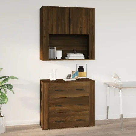Armario de pared madera contrachapada marrón roble 80x33x80 cm de vidaXL, Aparadores - Ref: Foro24-816591, Precio: 65,03 €, D...