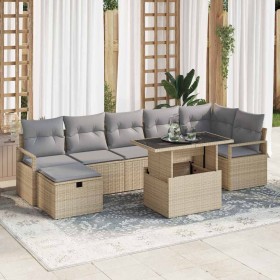 Conjunto de sofá de jardín con cojín 8 pcs Beige Poliratán en Sofás de exterior | Comprar online en Foru.es