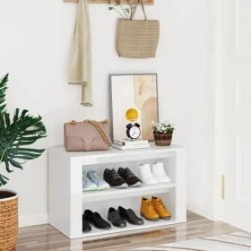 Mueble zapatero madera contrachapada blanco brillo 75x35x45 cm de vidaXL, Zapateros y organizadores de calzado - Ref: Foro24-...