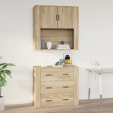 Armario de pared madera contrachapada roble sonoma 80x33x80 cm de vidaXL, Aparadores - Ref: Foro24-816587, Precio: 87,68 €, D...