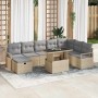 Conjunto de sofá de jardín con cojín 9 pcs Beige Poliratán en Sofás de exterior | Comprar online en Foru.es