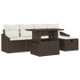 Conjunto de sofá de jardín con cojín 6 pcs Marrón Poliratán en Sofás de exterior | Comprar online en Foru.es