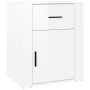 Mesita de noche madera contrachapada blanco brillo 50x36x60 cm de vidaXL, Mesitas de noche - Ref: Foro24-816722, Precio: 60,1...