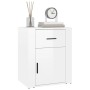 Mesita de noche madera contrachapada blanco brillo 50x36x60 cm de vidaXL, Mesitas de noche - Ref: Foro24-816722, Precio: 60,1...