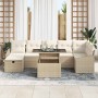 Conjunto de sofá de jardín con cojín 8 pcs Beige Poliratán en Sofás de exterior | Comprar online en Foru.es