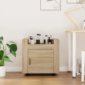 Carrito de escritorio contrachapada roble Sonoma 60x45x60 cm de vidaXL, Carros e islas - Ref: Foro24-816611, Precio: 56,88 €,...