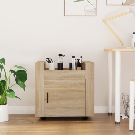 Carrito de escritorio contrachapada roble Sonoma 60x45x60 cm de vidaXL, Carros e islas - Ref: Foro24-816611, Precio: 57,57 €,...